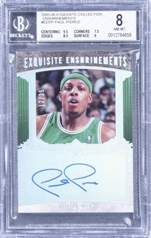 2005-06 UD "Exquisite Collection" Enshrinements #EEPP Paul Pierce Signed Card (#12/25) - BGS NM-MT 8/BGS 10
